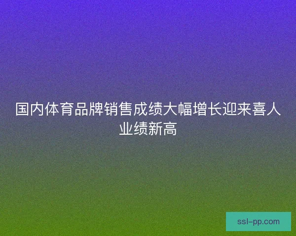国内体育品牌销售成绩大幅增长迎来喜人业绩新高